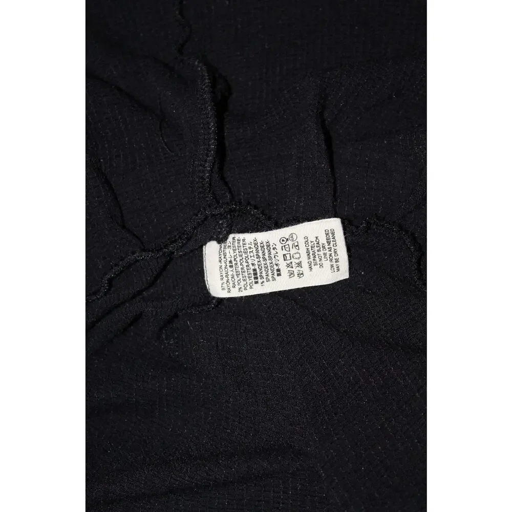 FREE PEOPLE Your Girl Flounce Hem V-neck Henley Knit Long Sleeve Tunic Black M